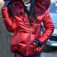 Francuska Dimple Žene Modni dugi rukav Jednobojni kapuljač dugi pamučni jakni kaput crveni