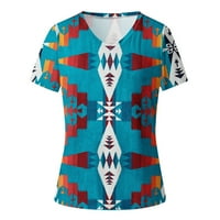 Ženski vrhovi i bluze labavi fit košulje Ženski ljetni V-izrez kratki rukav Ispis Ležerstva Ležerna