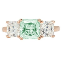 4. CT sjajan kvadrat smaragd Clear Simulirani dijamant 18k Rose Gold Tromjenski prsten s 5