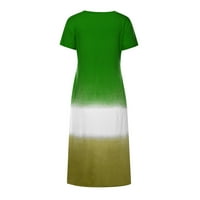 Dyfzdhu ljetne haljine za žene plus veličina dnevna cijepa boja blok labava V izrez kratka haljina s