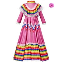 Djevojke toddlera Meksička tradicionalna haljina Nacionalni stil Dance za ples dugih rukava sa haljinama za glavu sa cvjetnim karnevalskom rođendanom