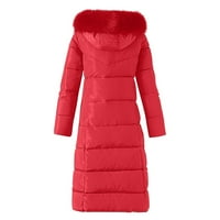 Tdoqot Quilted kaputi za žene - sa kapuljačnim kaputom dugih rukava, ležerni zimski kaputi crveni