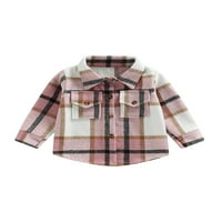 Toddler Boys Girls Flannel majice Dugi rukav plairani jakne dugme spuštaju kapute za djecu