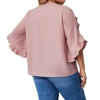 Ženske plus bluze casual pune okrugle bluze za vrata Dusty Pink 5xl