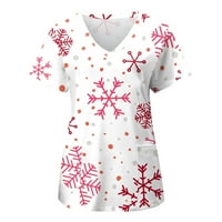 Clearsance Božićne majice za žene Tinejdžeri Girl Xmas Grafičke bluze izbijeljene kratkih rukava TEES