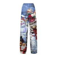 Tking Fashion ženske hlače Modni Božićni santa Claus Snowmen Print Casual Loove hlače plus veličina