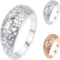 Angažman ljubavni prsten vjenčani prsten modni ženski šuplji cvjetni band ručno rađeni prsten za prsten za angažman nakit za žene djevojke prsten za prstenje DIY nakit-srebrna, whiteus 9