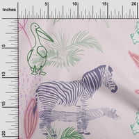 Onuone pamučne poplin svijetlo ružičaste tkanine tropske doodled-a životinje sa lišćem tkanine za šivanje