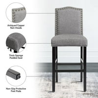 Giante Bar stolice set od 2, visine brojača stolica W Debeli jastuk, posteljina, obloga za nokte, gumene noge za drvo, stolice za doručak za kuhinju