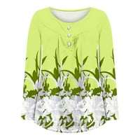 Ženske bluze jeseni zimski tiskani casual modni okrugli vratovi Raglan rukavi dugih rukava gornji džemper mint zeleni s