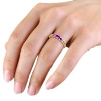 Amethyst Milgrain Radni kameni prsten sa dijamantkom sa bočne trake 0. CT TW 14K ružičasto zlato.Size
