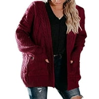 Hait Ladies kaput čvrsta boja dugi rukav kardigan džemper zimska jakna jesen šal vrat ružičasta L