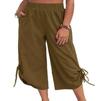 Prednji protivi Žene široke noge Capri hlače yoga vježbanje useva lounge hlače sa džepom visoki struk
