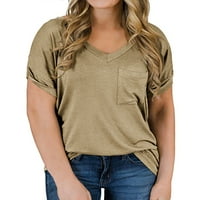 YOBECHO ženske plus veličine TOP Ljeto majica s kratkim rukavima V-izrez
