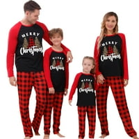 Yilvust Porodični obitelj Pajamas Podudaranje božićnih PJS sa Xmas Tree Isptived Romper Plaid hlače