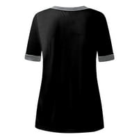 Ženske majice Ženski kratki rukav V-izrez T džepne tunike Ležerne vrhove Bluze Ženske majice Black +