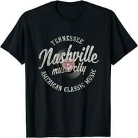 Nashville Music City Vinyl Vintage Majica Crna 2x-Velika Tee