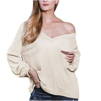 Ženska pulover s dugim rukavima s dugim rukavima s dugim rukavima, majica Tunički vrhovi Dressy Trendy