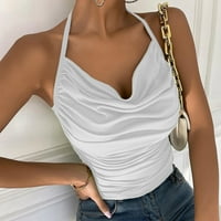 Ženski vrhovi ljetni casual halter bez rukava Slim Fit Solid Bandeau bijeli m