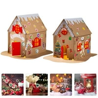 Božićna kuća Drveno selo DIY osvijetljenog medenjaca LED svjetla Kids Kit 3D Xmas puzzle mini party