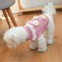 Džemper za pse zimski kaput Klasični cvjetovi cvjetovi procvjetaju džemper pletena odjeća za hladno vrijeme kućni ljubimac topla odjeća ružičasta