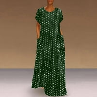 DrpGunly Maxi haljine za žene Maxi Plus džepovi Odmor Površina Dot Loose Ispiši kratke rukave Ženske