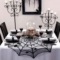 Francuska slamčica Halloween Stolcloth stol za stol okrugla Crna Spider-Web čipka Stolnjak za Halloween