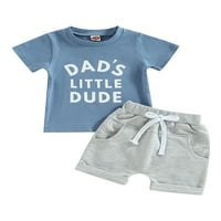 Stoljetna djeca za bebe dječaci Ljetna odjeća kratkih rukava pisma Ispis labavih majica vrhova kratkih hlača