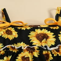 Kelajuan dojenčad ljetna odjeća odijela suncokretov print ruffles praznini spremnici na vrhu kratke