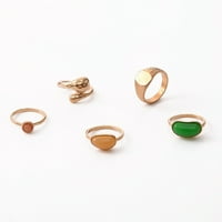 Široki kolovozni zglobni prstenovi legura Luksuzni Green Fau Gem prstenje prstenje nakit pribor