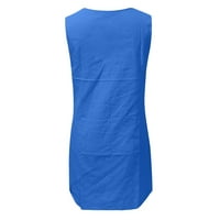 Ženske haljine okrugli izrez modni čvrsti midi haljina, ljetna haljina bez rukava Blue XL