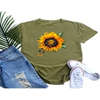 Niuer Women Loase Majica kratki rukav Tunic Tuns Dame Fashion Cvjetna bluza Ljetna plaža Tee Crew Compy majica