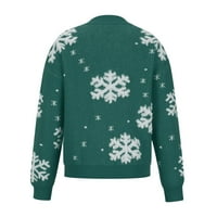 Odeerbi božićni džemperi za žene pletene džemper okrugli vrat labav temperament dugih rukava gore zelena