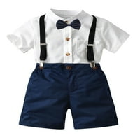 Trodijelno odijelo Mialeoley Boy, dijete dječaka kratkih rukava s kratkim rukavima niz majicu + luk kravata + šorc