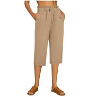 Frehsky Ženske hlače Žene Modne pune boje pamučne flasove elastične duge hlače na plaži pantalone za
