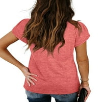 Eleluny Women Plain V izrez T-majica Tors Tunic Summer Labavi Ležerstvo Tee Bluza Pink L