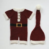 Dadaria Baby Girl Boy odjeća Božićna odjeća 3-18 mjeseci od novorođenčadi za bebe dječaci Djevojke pletenje kombinezona kapa odvlači fotografiju rekvizita vino, dijete