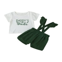 Calsunbaby novorođenčadi Baby Girls Suspender Shorts Postavite kratke rukave Stripes majica sa kombinezonima