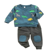 Canrulo Toddler Baby Boys Girls Fall Outfits Crtani dinosaur Pisma ispisani pulover + pantalone Dojenčad