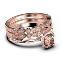 Twisted Infinity Band Dazzling Boho & Hippie 2. CARAT okrugli morgatit i dijamantski morgan zaručni prsten, klasični vjenčani prsten u srebru u sterlingu sa 18k bijelim pozlaćenjem, trio prstenovi