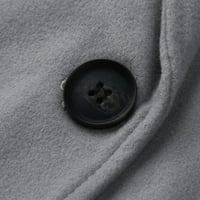Muški kaput za prevelike tople solidne boje Jednostruka jedno-rever-duljina woolen jakna za zimu za