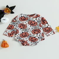 LICUPIEE TABY BOYS Girls Halloween Romper dugih rukava CREW CAT Ghost Cobweb Print BodySuit Tumpsi sa