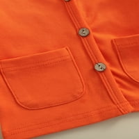 Mialeoley dječji kaput, čvrsta boja V-izrez dugih rukava bluza s džepovima za pad proljeća, siva narandžasta,