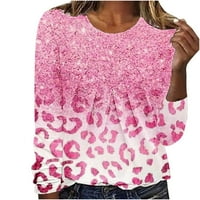 Wyongtao Womens Boho vrhovi i bluze s dugim rukavima padajuće košulje cvjetne ispise bluza ružičasta m