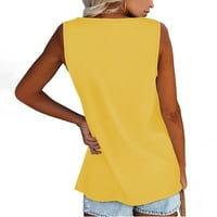 Cleance Womens Ljetni vrhovi Dame Solid Color okrugli vrat Majica bez rukava Yellow XXL