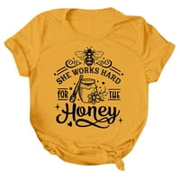 FSQJGQ TSHIRT Womens Tops bluza Moda Žene Thirts Pamuk Loarov Fit Women Prikladna pčela Festival Print