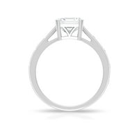 Asscher Cut Moissine SOLITAIRE prsten u dvostrukom okruženju sa elegantnim naglaskom, srebrnom sterom,