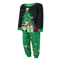 Suaumret Božićna porodica Podudaranje pidžama setovi Božićno drvce Ispis dugih rukava Hlače za spavanje Kućna odjeća Zelene crne godine