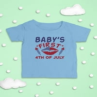 Dojenče prvo 4. jula poljubi majicu dojenčad -image by shutterstock, meseci