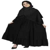 Bimba muslimanska haljina s hidžabom za žensku solidnu flaresleeve islamsku abaya molitvu haljinu